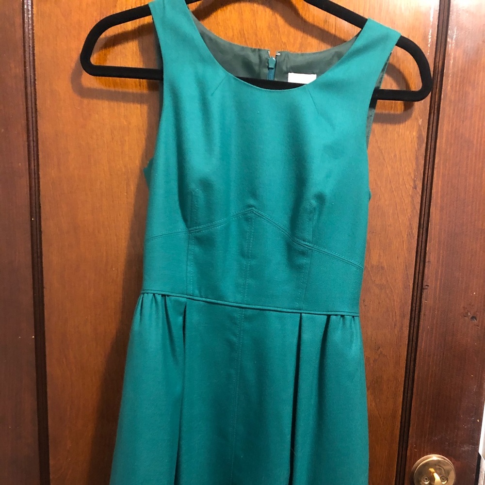 JCrew pleated shift dress in wool flannel